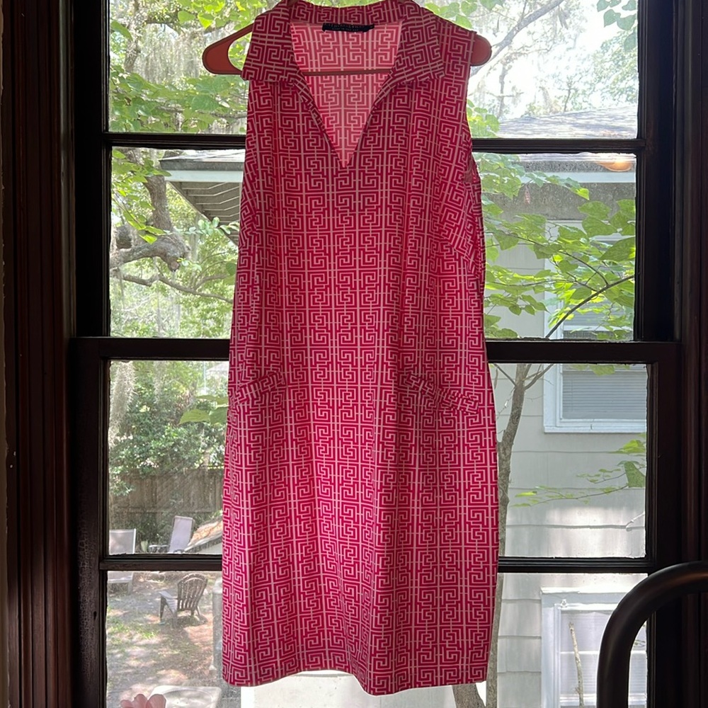 Katherine Way Hot Pink Sleeveless Geometric Dress